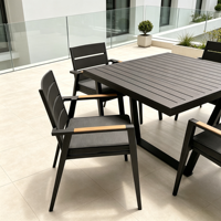 Ensemble de mobilier de jardin moderne pour patio, balcon, chaise avec accoudoirs en aluminium imperméable, ensemble de table à manger d'extérieur, ensemble de 8 chaises empilables