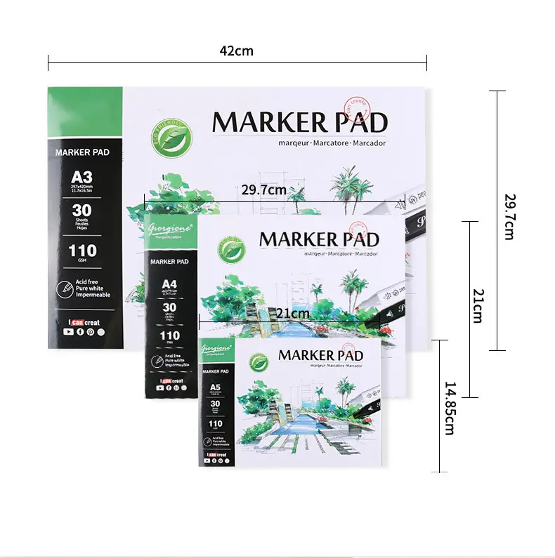 30 Sheet Impermeable Marker Pad 110g GSM Marker Pen Drawing Art Sketchbook Watercolor Drawing Paper Sketch Book Artist Beginner