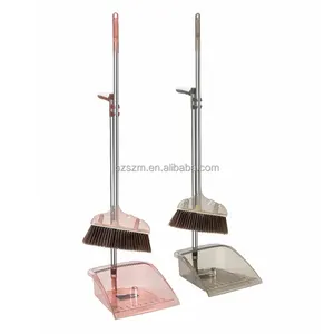 Household floor cleaning sweeping stainless steel handle broom and dustpan set with PET broom bristles With Factory custom