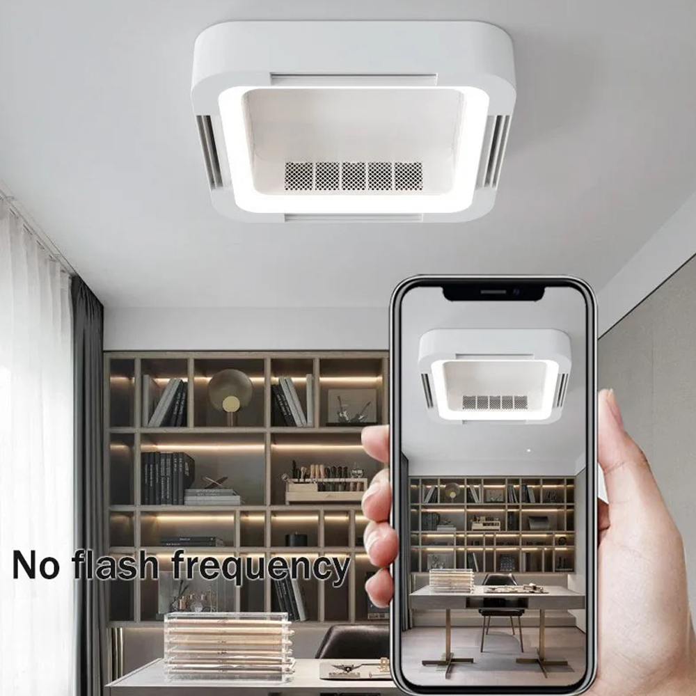 2026 Bladeless Ceiling Fan Light Flush Mount Smart APP Control Dimmable Square Led Ceiling Fan With Light And Remote · image 5