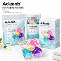 5-en-1 : Capsules de lessive écologiques jetables en forme de cœur, parfum longue durée, perles parfumées, OEM ODM, couleur personnalisée