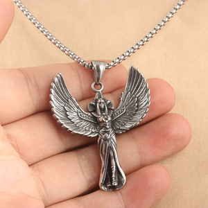 Yunnique – collier avec pendentif ailes d'ange en acier inoxydable pour hommes, cadeau 231030 - Product Image 3