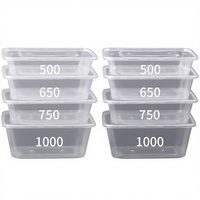 Boîte à lunch rectangulaire jetable transparente épaissie avec couvercle, compatible micro-ondes, en plastique, pour plats à emporter et restauration rapide, usage commercial