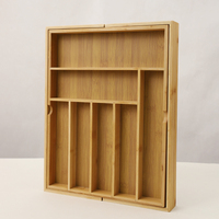 Étagère de rangement de cuisine réglable sur mesure en bois de bambou, organiseur de tiroir pour couverts et ustensiles, organiseur de cuisine avec plateau extensible