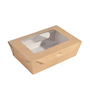 厂家批发一次性牛皮纸橱窗外卖包装纸箱牛皮纸沙拉包装盒