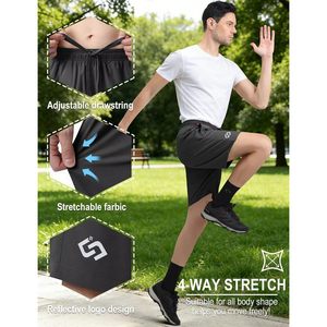 Pantalones cortos deportivos ligeros para hombre FOXA, de secado rápido, con bolsillos con cremallera, para gimnasio, correr, yoga, baloncesto, entrenamiento - Product Image 5