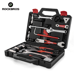 ROCKBROS 自行车维修工具套装 - 链条剪、辐条扳手、曲柄拉拔器、中轴拆卸器、轮胎撬棒等，适用于山地车/公路车 - Product Image 1