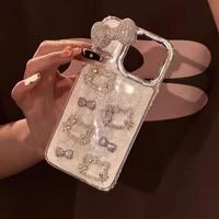 Coque de protection anti-chute 3D nœud chat scintillant blanc perle pour iPhone 18 Pro Max, compatible iPhone 17 16 15 14 13