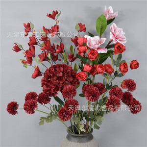 Arrangement floral artificiel rouge Dongchen Crafts pour mariage et décorations intérieures - Product Image 2