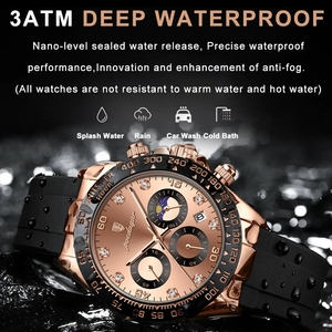 Poedagar 629 dạ quang không thấm nước Chronograph sang trọng đồng hồ cho nam giới nóng bán người đàn ông của đồng hồ thép không gỉ người đàn ông thạch anh Đồng hồ reloj - Product Image 2