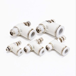 Đẩy để kết nối dòng không khí phù hợp lưu lượng không khí Van điều khiển 3/8 OD 1/4 inch 6 8mm bspt bspp khuỷu tay 90 độ Tốc độ không khí Van điều khiển - Product Image 1