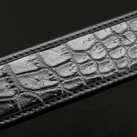 Ceinture de Costume Formelle pour Homme en Cuir de Crocodile Pleine Fleur avec Boucle en Alliage Style Uni DK427