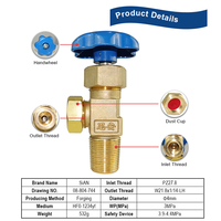 Fabricant de vannes QF-13B HF0-1234yf Vanne de commande axiale de cylindre de réfrigérant de 3/4 pouce QF-13C1 Cylindre de gaz fréon avec vanne