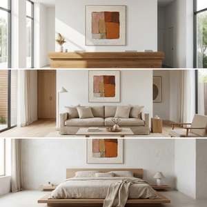 Impresión en Lienzo de Alto Brillo, Arte Mural Cristalino, Venta al por Mayor, Estilo Wabi Sabi, Abstracto, Texturizado, Bloques de Color, Minimalista, Cuadrado - Product Image 3