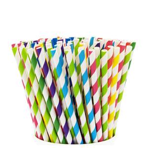 Striped <b>Paper</b> Drinking Straws Sturdy Non-Soggy 100% <b>Biodegradable</b> Eco-Friendly Food-Safe Ink Multi-Layered Long-Lasting Party - Product Image 1