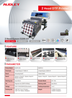 Impresora DTF Audley de 60 cm I3200 para prendas de vestir, máquina popular para pequeños negocios en casa, horno para agitar polvo, capaz de imprimir en dimensiones A3, A4 y A1
