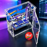 Vitrine de présentation SHP en acrylique pour voitures miniatures Hot Wheels Mainline, format court, épaisseur 6 mm, transparente, avec fermeture, pour modèles réduits 1:64