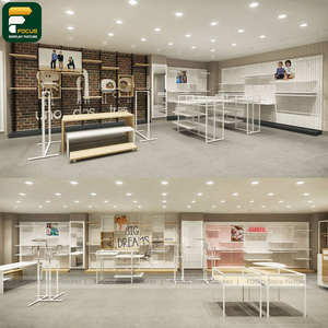 Luxury Fashion Boutique Display Cabinet Apparel Rack Wall Shelf <b>Reception</b> <b>Counter</b> Lighting Mirror Fixture - Product Image 5