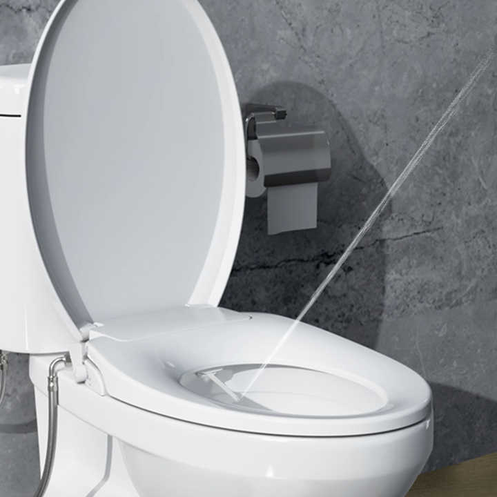 Elongated Mechanical Bidet Toilet Seat with Self Cleaning