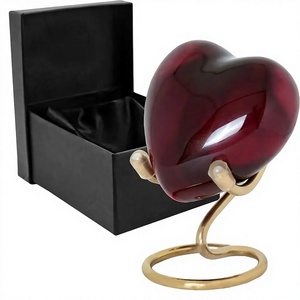 Urna con Forma de Corazón de Flor de Cerezo y Cardenal Rojo Real para Cenizas Humanas Adultas, Urna Ecológica y Hermosa con Base de Metal - Product Image 4