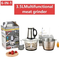 Hachoir à viande électrique en acier inoxydable de 3,5 L, coupe-légumes et hachoir multifonctionnel 6-en-1 avec niveau d'efficacité énergétique 1