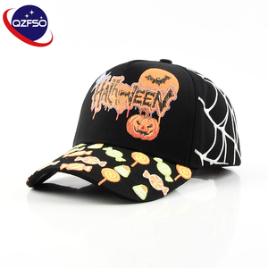 QZFSO Custom High Quality Cotton 5 Panel 3D Embroidery Wholesale Logo Men <b>Hats</b> Sports Gorras Baseball Cap For Halloween - Product Image 1