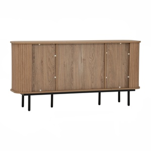 Rugged <b>Oak</b> Colour MALMO 1.5M Sideboard Industrial Metal <b>Frame</b> Buffet Cabinet for Modern Living Room Storage and Office Credenza - Product Image 4