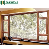 Lukliving Diseños modernos Dimensiones francesas Arco de madera maciza Madera de teca Aluminio-Ventanas abatibles revestidas de madera