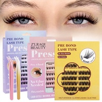 Kit d'extension de cils auto-adhésifs pré-collés DIY, 100 grappes, volume naturel, courbure D, sans colle, réutilisable