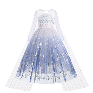 Halloween <span class=keywords><strong>Elsa</strong></span> <span class=keywords><strong>Anna</strong></span> 2 Princess Dress Girls Party Dress con mantello rimovibile accessori corona treccia bacchetta personaggi del film - Product Image 4