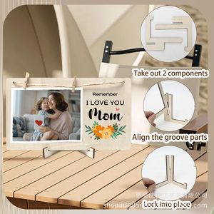 Cadre photo en bois 4x6 pouces, présentoir de table avec pinces à linge et corde, cadeau pour la fête des mères - Product Image 4