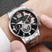 Relojes de moda para hombre, reloj de pulsera analógico de cuarzo con correa de acero inoxidable y calendario