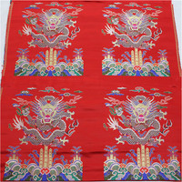 Chinesische traditionelle Brokat Stoff Jacquard Dragon Luxus Rotgold 75cm Stickerei für Hochzeit Braut Braut Sofa Home Textile