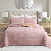 Ensemble de literie léger en microfibre de polyester matelassé solide pour chambre à coucher, antibactérien et ignifuge, 3 pièces, toutes saisons