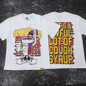 T-shirt Vintage da <span class=keywords><strong>Uomo</strong></span> a Maniche Corte 100% Cotone con Stampa Serigrafica Personalizzata COUGH SYRUP Rhime Double Cup Design Traspirante 240 - Product Image 4