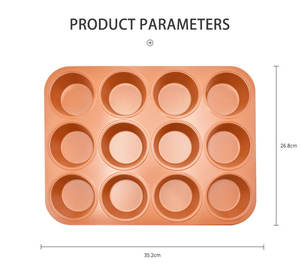 อุปกรณ์อบขนม ถาดอบขนม 12 ช่อง ทำจากเหล็กกล้าคาร์บอน ทนทาน ไม่ติดกระทะ ถาดอบคัพ<span class=keywords><strong>เค้ก</strong></span>แบบธรรมชาติ ถาดอบมัฟฟินแบบไม่ติดกระทะ 12 ช่อง - Product Image 6