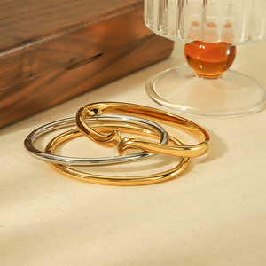 Adjustable 18K Gold <b>Titanium</b> Steel Bracelet For Women Circular Ring Design Gift Jewelry - Product Image 2