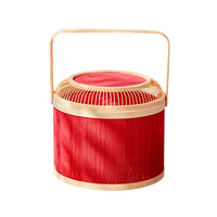 Panier cadeau en bambou tissé rouge avec logo personnalisé, en carton ivoire pour emballage alimentaire, idéal pour le Nouvel An chinois et les fêtes, vente en gros