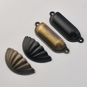 Retro Drawer Handles Zinc Alloy Shell Shape 100mm Antique Bronze <b>Black</b> Chinese Style Furniture Hardware - Product Image 1