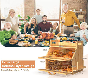 Vendita calda eco-friendly naturale di bambù della cucina bidone del pane in metallo scatola di immagazzinaggio per il pane fatto in casa con porta attrezzi - Product Image 6