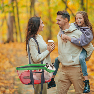Sac de transport respirant pour animaux de compagnie, grande capacité, pliable, pour chiens et chats, gris, rouge, design en maille, utilisation en extérieur - Product Image 3