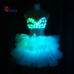 Toekomst Festival Kleding Dans Accessoires Led Licht Beha Buikdans Kostuum Night Latin Dans Jurk Ballet Maillots