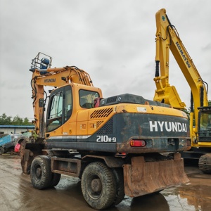 Excavatrice sur pneus Hyundai 210W-9 Jaune, équipement de construction hydraulique - Product Image 5