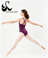 Maillot de Ballet para Mujer con Tirantes Dobles Finos, Fruncido Delantero y Espalda Cruzada, Ideal para Gimnasia y Danza