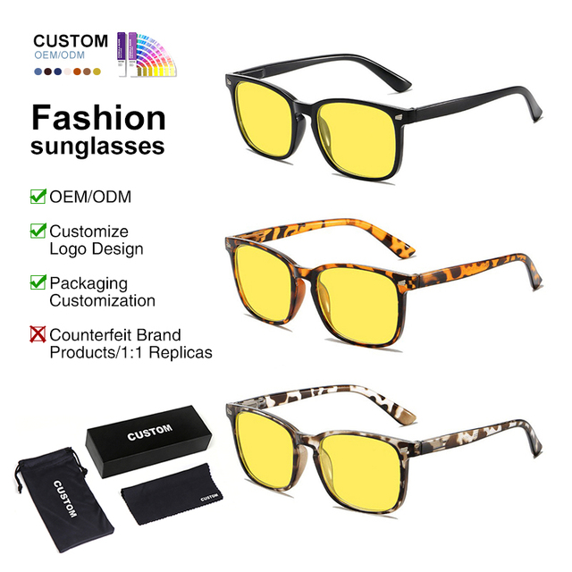 Custom Logo Wholesale Square Retro Yellow Lens Anti Blue Light Blocking Glasses for Computer Gaming Unisex Women Men