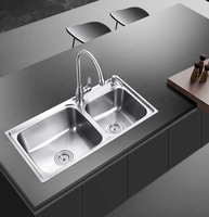 Longue durée de vie de haute qualité moderne SUS304 en acier inoxydable cuisine Double bol évier vanité pour la cuisine
