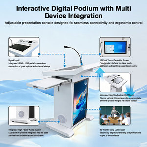 Podio Digital Multimedia Moderno con Micrófono Inalámbrico y Soporte de Piso para Educación, Iglesias y Presentaciones - Elegante Atril de Aluminio - Product Image 3