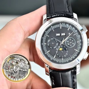 Premium Luxury <b>Black</b> Dial Silver Steel Case Mechanical Timepiece <b>Men</b> Full Calendar Moonphase Function 2026 New Gents <b>Watch</b> - Product Image 1