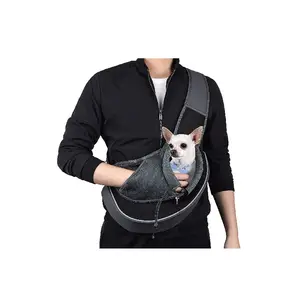 Sacoche à bandoulière porte-animal de compagnie, accessoire de transport pour chiens et chats, ajustable, en maille, mains libres