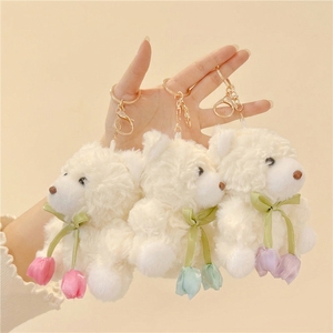 Gantungan Kunci Boneka Beruang Teddy Custom dengan Pita Tulip Grosir, Liontin Hewan Boneka Lembut, Mainan Beruang Lucu untuk Hadiah & Gantungan Tas - Product Image 2